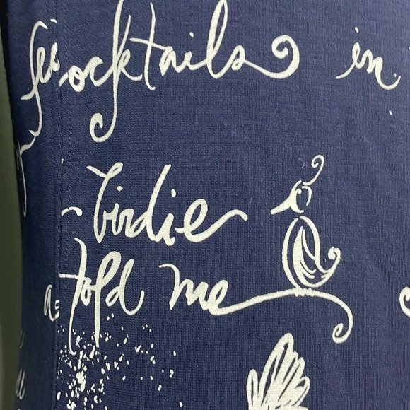 Lilly Pulitzer Navy Blue Pink Ruffle My Feather Script Print Dress Size Small - Picture 9 of 10